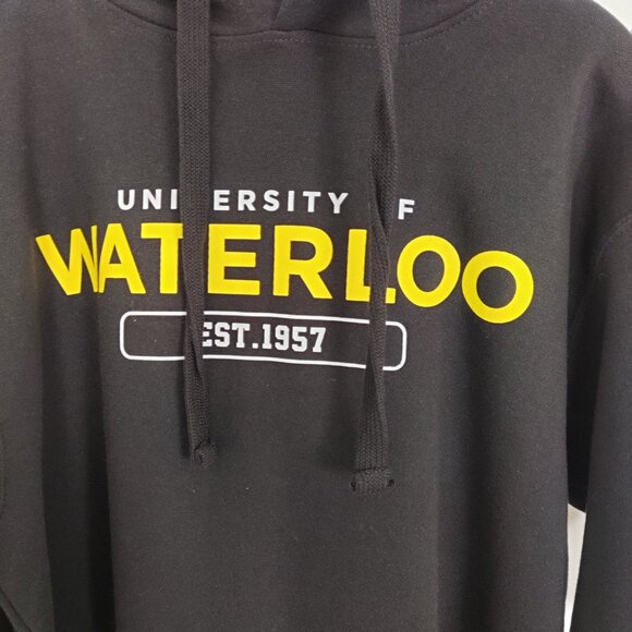 University of Waterloo Hoodie Black Size Large Cotton Casual Gorpcore - Picture 2 of 7